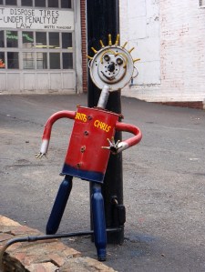 Person sculpture, advertising a garage, Pennsylvania, October 2009