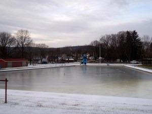 Pool, January 2010. Cold. Snow and ice.