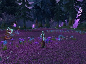World of Warcraft, Alliance side, starting are for the Dreanel. Those things that look like big pansies have legs and walk around. January 2011