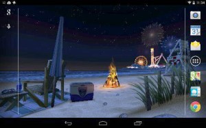 Beach scene and carnival, Android tablet. August 2014